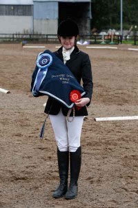 Ashleigh Devitt with her Rambo Grand Prix show rug for winning the intro league at Knockagh View's summer dressage league