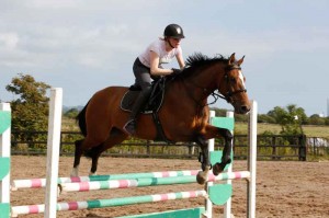 Nicola Mccloughlin and oscar jumping a clear round in the 90cm class at Knockagh View