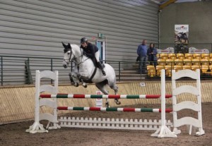 Mary Mc Shane & Zentus T in full flight on Thursday at Ravensdale Lodge's SJI registered horse league Photo: Niall Connolly,