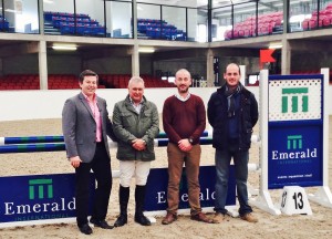 Commentator Brendan McArdle and Show Jumper Geoff Billington, pictured with James Buckley and Michael Buckley from Emerald International Photo supplied by Jumpingnews.com