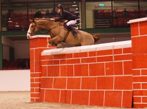 Christopher Megahey from Templepatrick Co Antrim winner of the Emerald International Puissance with the Britt Megahey owned gelding Seapatrick Cruise Cavalier, photo Sonya Dempsey