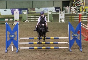  Emily Mc Court & Kilanney Prince in action in the 90cm class at the Botanica International indoor horse & pony training league at Ravensdale Lodge on Friday Photo: Niall Connolly. 