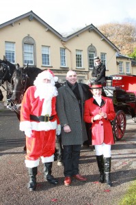 Joan Cunningham Organiser of the Saintfield Christmas Charity Ride with Alastair McIlveen North Down Marquees and pretend Santa Claus for the day (Sam Kerr)
