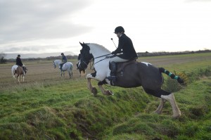 Rosie Alcorn on Holly in flight over the ditch