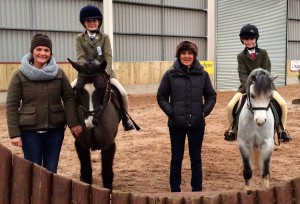 L to R Corinne Robb with competitors in open starter stakes 2nd Ellen Douglas, Jamie and sponsor Vicky Cunningham from HorseWorld NI and winner Hannah Bayfield, Ruby
