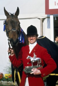 Richard Meade (GBR), triple Olympic gold Eventing champion, former member of the FEI Bureau, FEI Eventing Committee and Chairman of Group II (Northern Europe), is pictured here after winning the Badminton Horse Trials in 1982 with his horse Speculator III. He will be remembered for his life-long dedication to equestrianism. (Bob Thomas/Getty Images)
