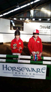 Winning team of Mourne high flyers at HORSEWARE Junior league Cara Cunningham and charley Hanna 
