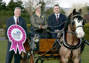RUAS Chief Executive Colin McDonald, Liz Kelly-Ward and Andy Mills, Regional Director of Business Banking with Ulster Bank with Charlie the horse who is entered into Balmoral Show