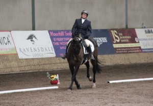 Geraldine De Puis made her comeback to dressage a good one, winning class 2 at Ravensdale Lodge's indoor dressage league on Sunday afternoon on a score of 71.50% with Touch Of Grace. Photo: Niall Connolly.