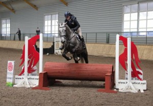 Stacey Watling, seen here with Alfie in the 85cm class had a busy day at Ravensdale Lodge's indoor arena eventing league on Saturday afternoon. Photo: Niall Connolly.