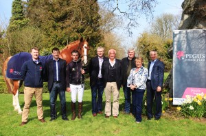 Photo -  from left: Declan Cullen (Pegus Horse Feed), Peter Smyth (L.S.T Champion 2014), Edward Butler, (Show Jumper) Christy Murphy (Leinster SJI), David Stone (Pegus Horse Feed), Brendan Murphy (Leinster SJI) , Mary Mahon (Leinster SJI) and Taylor Vard (Pegus LST Chairman), at the launch of the Pegus L.S.T [1.35M] at Killashee House photo by Laurence Dunne Jumpinaction.net