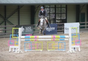 Brian Duff & BEC Lorenzo in action in the 1.20m class at Ravensdale Lodge's SJI registered horse league on Wednesday afternoon. Photo: Niall Connolly.