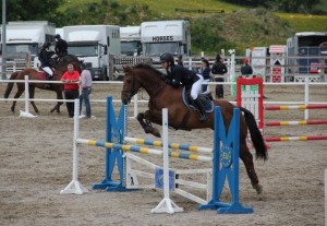 Angela Percy & Ben in action in the 1.10m class at a packed Ravensdale Lodge on Wednesday during their SJI registered horse league. Photo: Niall Connolly.