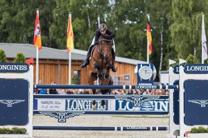 Ingrid Klimke (GER) is flawless to win her second CCI4* of the FEI Classics™ 2014/2015 with a confident clear Jumping round on FRH Escada JS at Luhmühlen (GER) presented by DHL. (Eventing Photo/FEI)