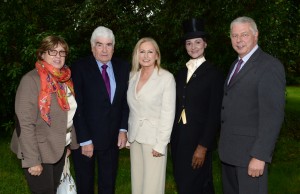 From left Michael Andrews (safety officer) Delia Andrews, Councillor Terry Andrews, Valerie McBride (McBride Fashions), Councillor William Walker and Karen Marshall (Showjumping)