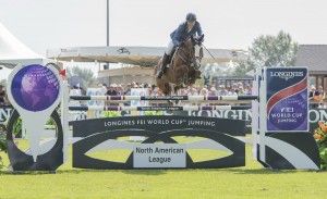Longtime partners, and perennial crowd favorites, Rich Fellers (USA) and Flexible claimed victory at the Longines FEI World Cup™ Jumping North American League qualifier at Thunderbird Show Park in Langley, British Columbia, yesterday. (FEI/Rebecca Berry)  