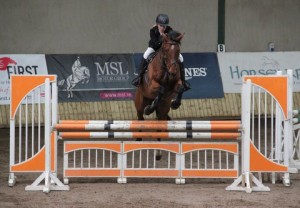 Elizabeth Irvine & Rossnaree in action over the 1.10m track at Ravensdale Lodge's SJI registered horse league on Thursday afternoon. Photo: Niall Connolly.