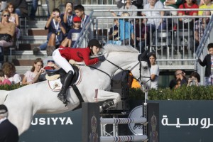 Judy-Ann Melchior and As Cold as Ice Z helped Belgium take top spot in today's first round of the Furusiyya FEI Nations Cup™ Jumping Final 2015 at Real Club de Polo in Barcelona (ESP). (FEI/Dirk Caremans)